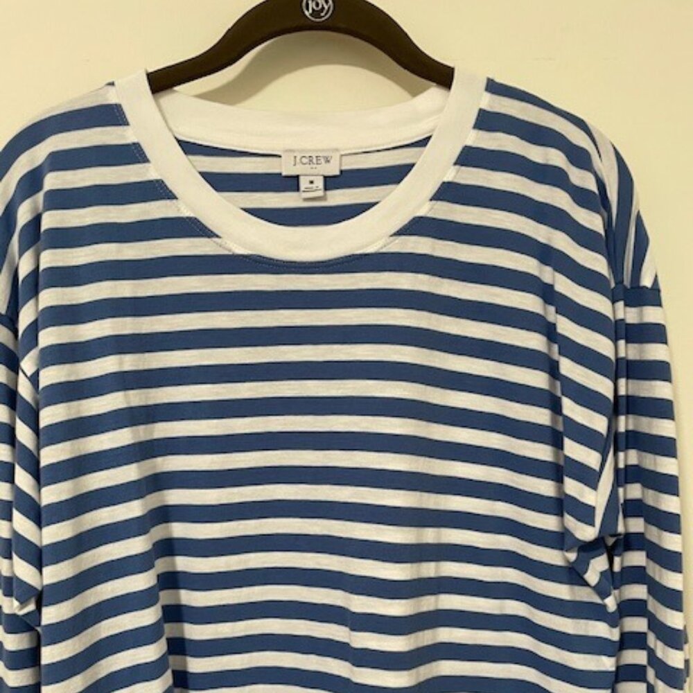 J. Crew Blue and White Striped Long Sleeve Tee